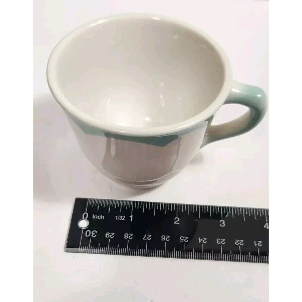 Vintage Jackson Custom China Mug  Turquoise Wave On White K8